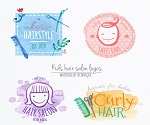 4 children barber logo vector